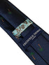 navy tie with tropical palm tree desert island embroidered design