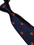 navy tie with British strawberry embroidered design