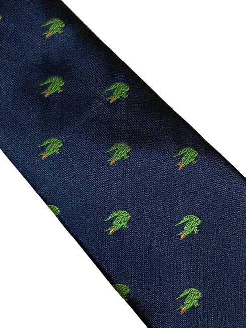 navy blue tie with alligator crocodile swamp embroidered design