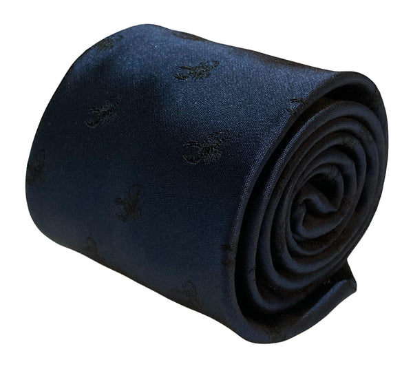navy blue tie with poisonous scorpion embroidered design