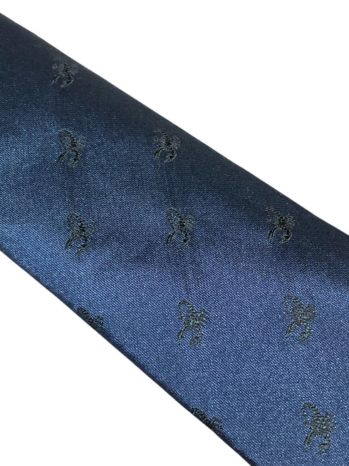navy blue tie with poisonous scorpion embroidered design