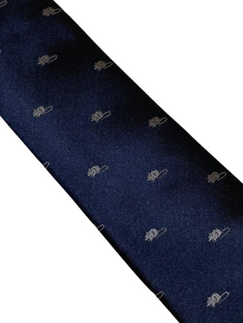navy blue tie with cute mouse embroidered design
