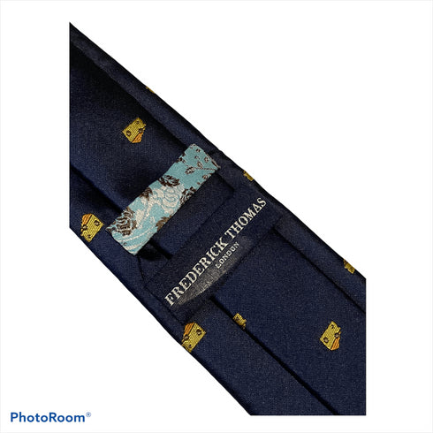 navy blue tie with cheddar cheese mouse quirky embroidered design