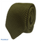 khaki green knitted olive tie pointed end