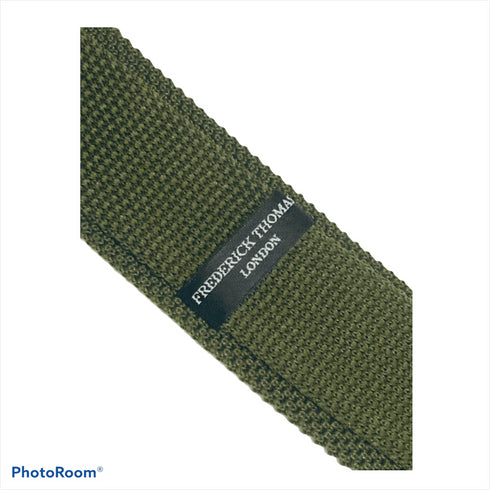 khaki green knitted olive tie pointed end