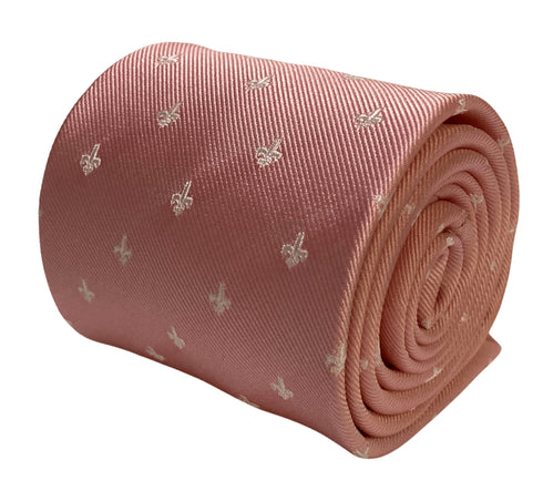 pale light pink tie with fleur de lis pattern