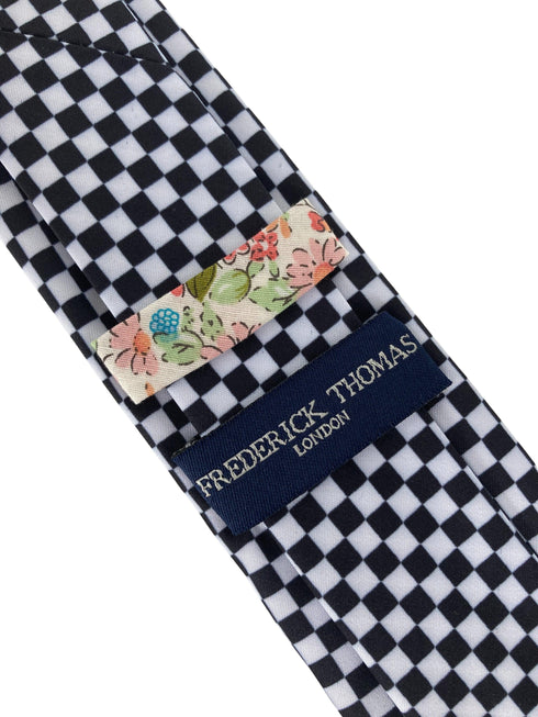 black and white check 1960s checkered vintage Mod Ska cotton tie