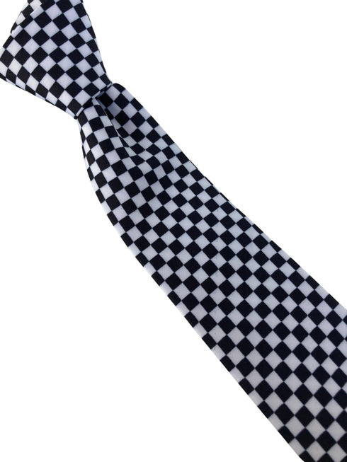 black and white check 1960s checkered vintage Mod Ska cotton tie