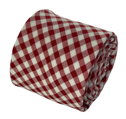red and white check gingham cotton tie