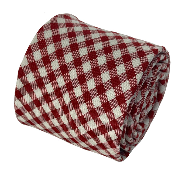 red and white check gingham cotton tie