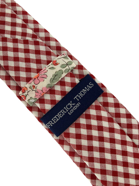 red and white check gingham cotton tie