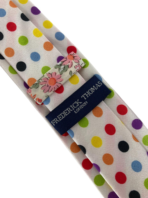 multicolour ivory with polka spot design mens tie