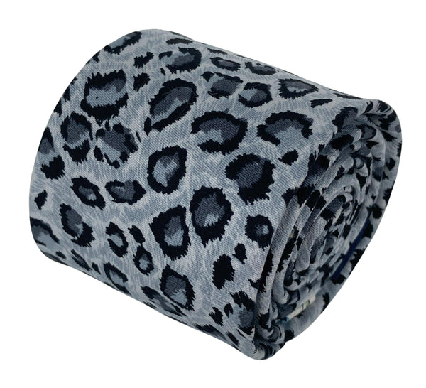 light grey leopard print cotton design mens tie
