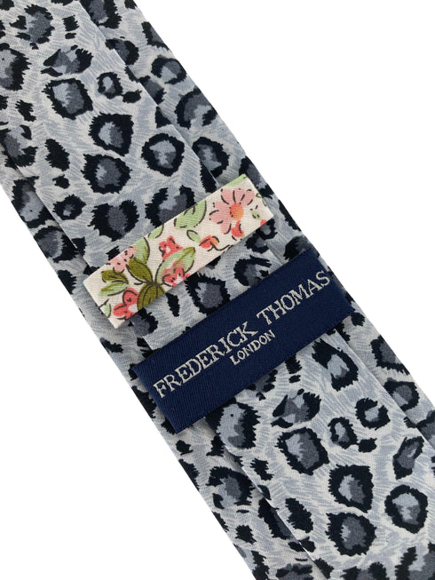 light grey leopard print cotton design mens tie