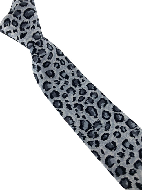 light grey leopard print cotton design mens tie