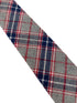 light pale grey, navy & red check mens wool tie