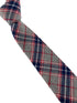 light pale grey, navy & red check mens wool tie