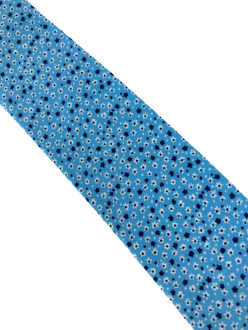 light pastel baby blue cotton tie with ditsy navy & white floral print