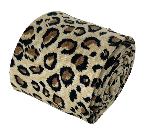 cream and beige leopard print cotton design tie