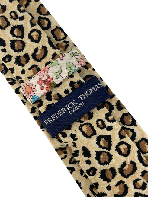 cream and beige leopard print cotton design tie