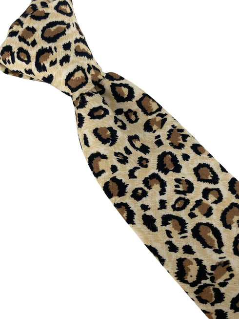 cream and beige leopard print cotton design tie