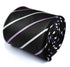 black tie with thin purple and white stripes