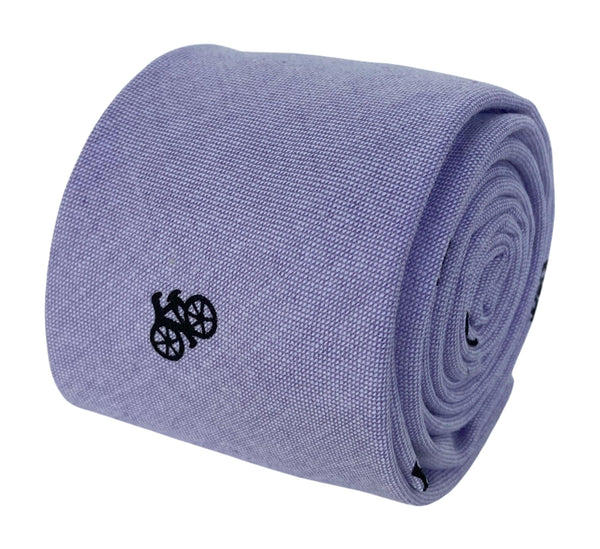 lilac pastel cotton tie with bike bicycle design