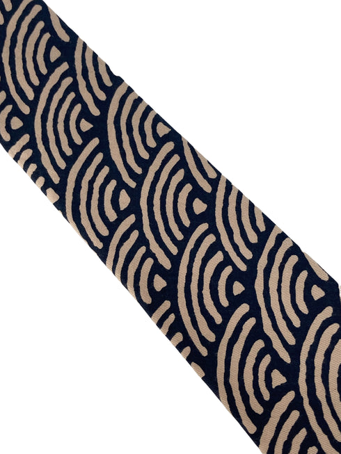 cream and navy rainbow design cotton tie