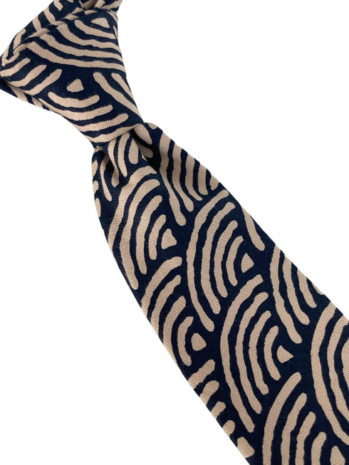 cream and navy rainbow design cotton tie