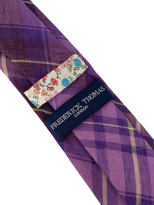 purple check mens cotton tie