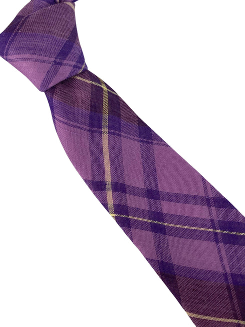 purple check mens cotton tie