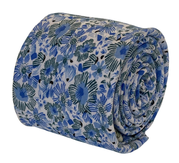 blue floral design mens classic tie