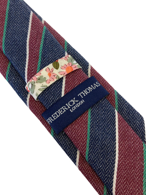 red and navy blue club striped classic mens linen tie