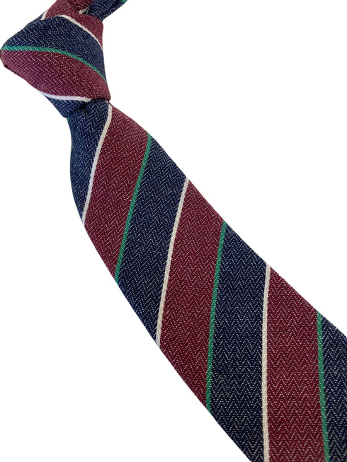 red and navy blue club striped classic mens linen tie