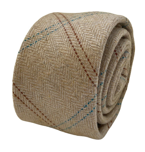 light brown check tweed style wool tie