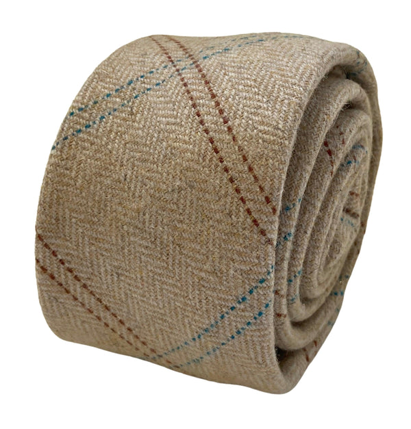 light brown check tweed style wool tie