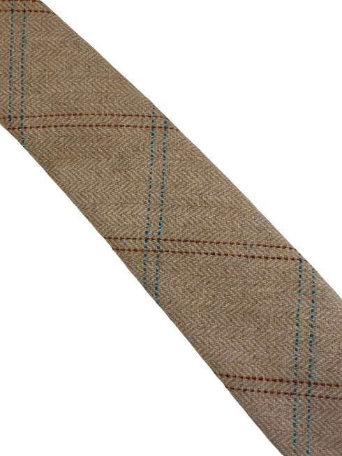 light brown check tweed style wool tie