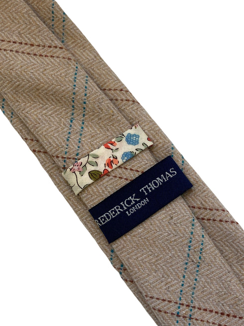 light brown check tweed style wool tie