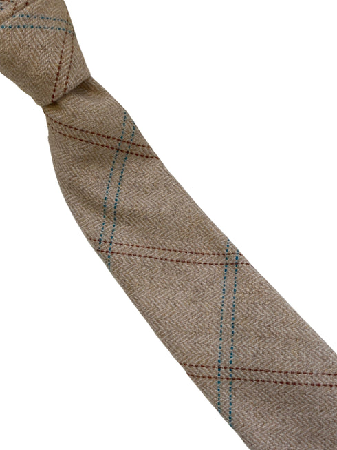 light brown check tweed style wool tie