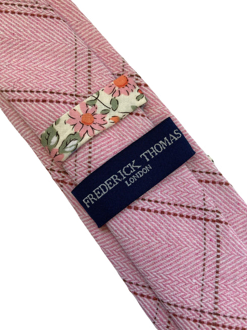 light baby pink check wool tie