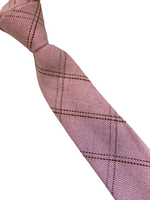 light baby pink check wool tie