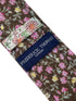 brown with pink floral design mens classic width 100% cotton tie