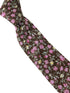 brown with pink floral design mens classic width 100% cotton tie