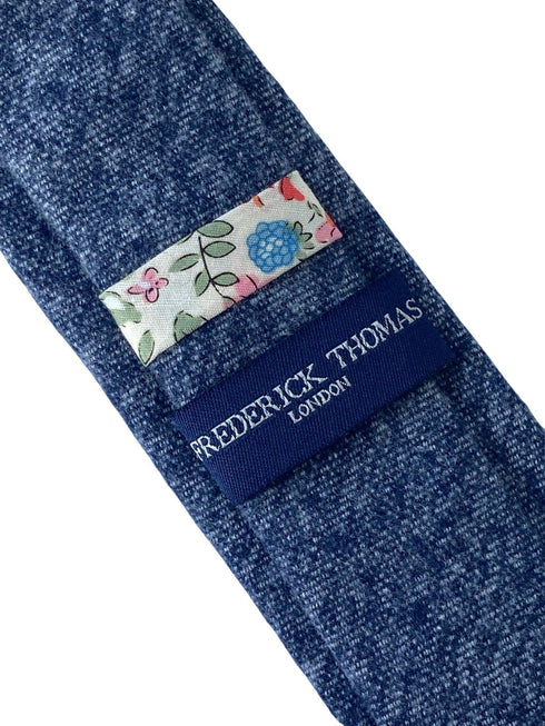 navy blue & white speckled cloudy design classic width cotton tie