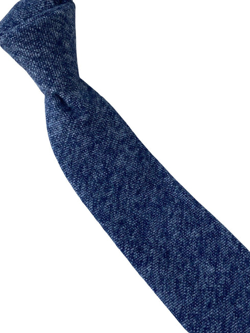 navy blue & white speckled cloudy design classic width cotton tie