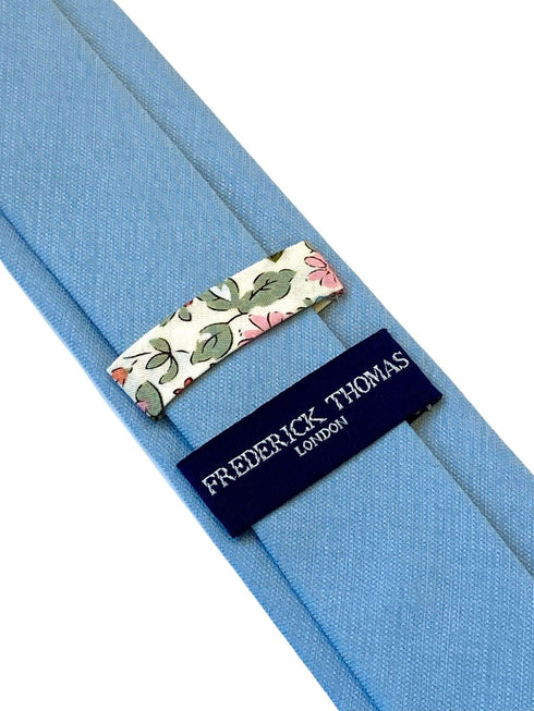 dusky pale light blue luxury cotton mens classic width tie