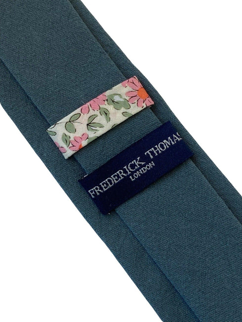 dark sea green turquoise 100% linen mens tie
