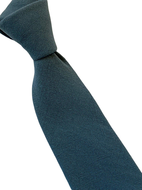 dark sea green turquoise 100% linen mens tie