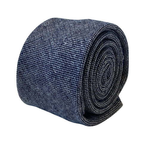 speckled mottled navy blue & white mens 100% wool tie