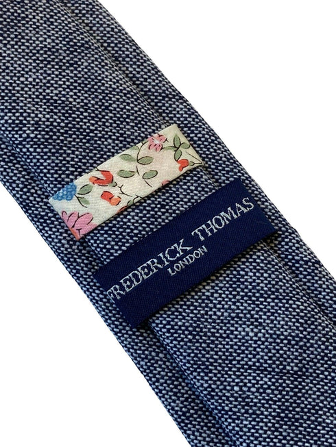 speckled mottled navy blue & white mens 100% wool tie